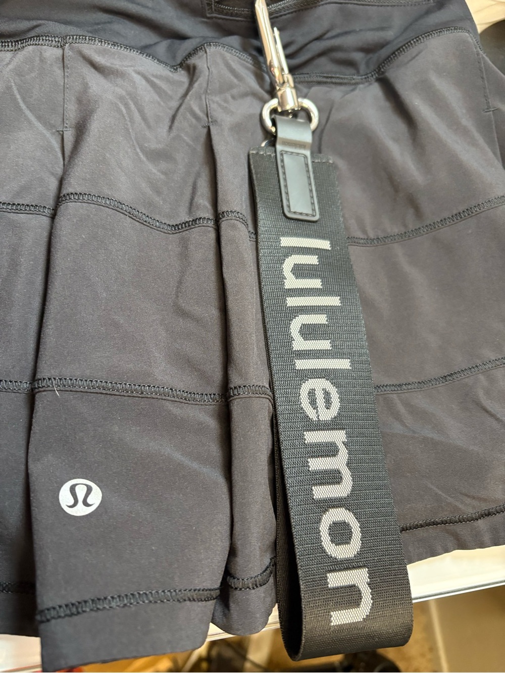Lululemon Black Logo Wristlet Keychain / Bag Charm Only (no clothing)